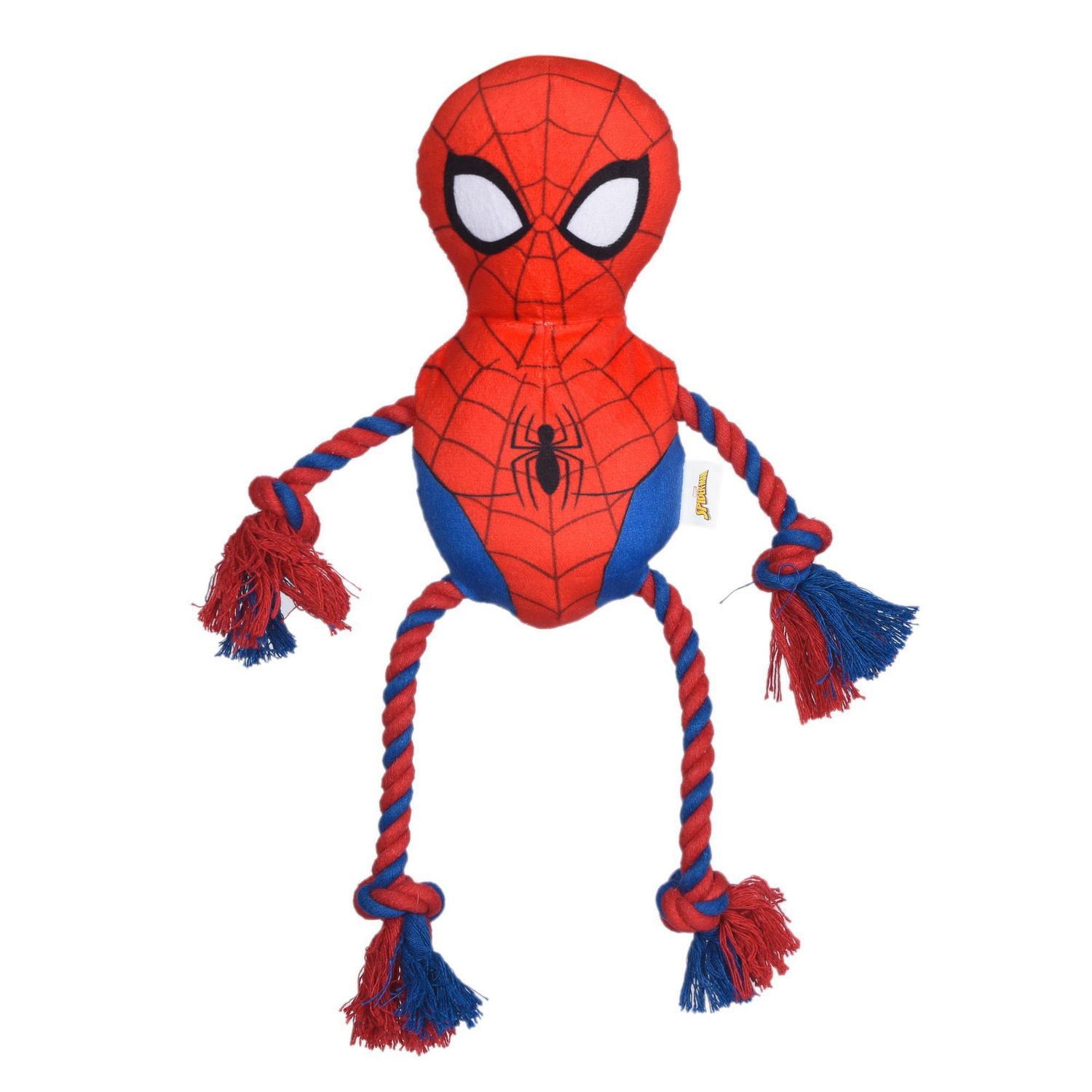 Spiderman Plush Dog toy with Rope and Squeaker