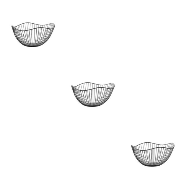mmirethe Apparence Exquise Panier à Fruits en Métal Grand Application Style Moderne Multifonctionnel Robuste Noir Droit Grand 3ensemble