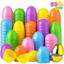 Joyfy 60 Pcs 2.3" Plastic Easter Eggs with Gold Egg for Easter Hunt, Basket Stuffers Fillers, Classroom Prizes, Filling Treats and Party Favor, Easter Decoration