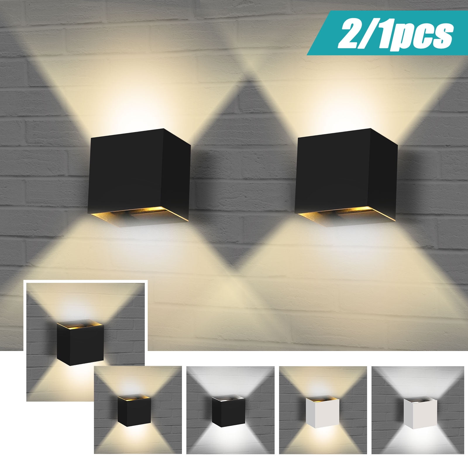 LED Wall Lights Indoor,2 Pcs Up Down Wall Light 12W Modern Style 