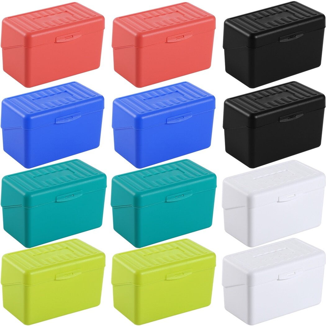12Pcs 3"x 5" Index Card Organizer Box, Note Card Stationery Holder, Flash Card Container, Plastic Storage Box for Office Supplies, Business Cards, Recipes, Addresses