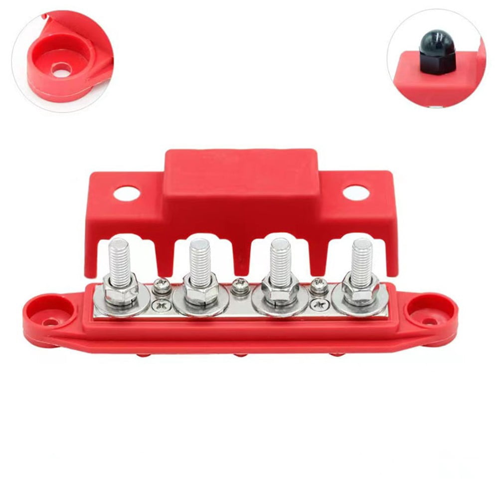 2Pcs 12V-48V Dc Busbar Distribution Block 250A Busbar with 4 X M8 Terminal Bolts