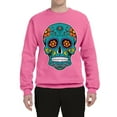 thumbnail image 2 of Wild Bobby Day Of The Dead Sugar Skull Pop Culture Unisex Crewneck Graphic Sweatshirt, Neon Pink, Large, 2 of 5