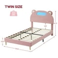 Ataucjin Kids Twin Size Bed Frame With LED Lights Headboard Modern Twin