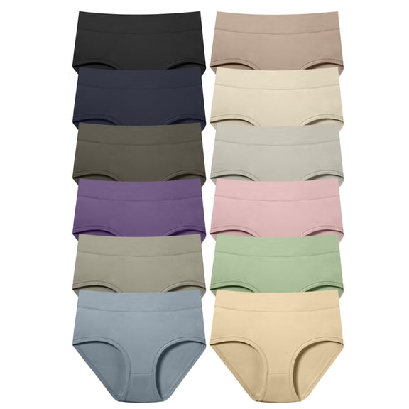 LEOKE 12 Pack Underwear for Women Plus Size XL-5XL High Waisted Panties Ladies Stretch Briefs