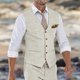 thumbnail image 2 of Chaleco de traje de lino Beige para hombre, chaleco de una pieza para boda, verano, playa, cuello en V, costo de moda masculina, 2 of 4
