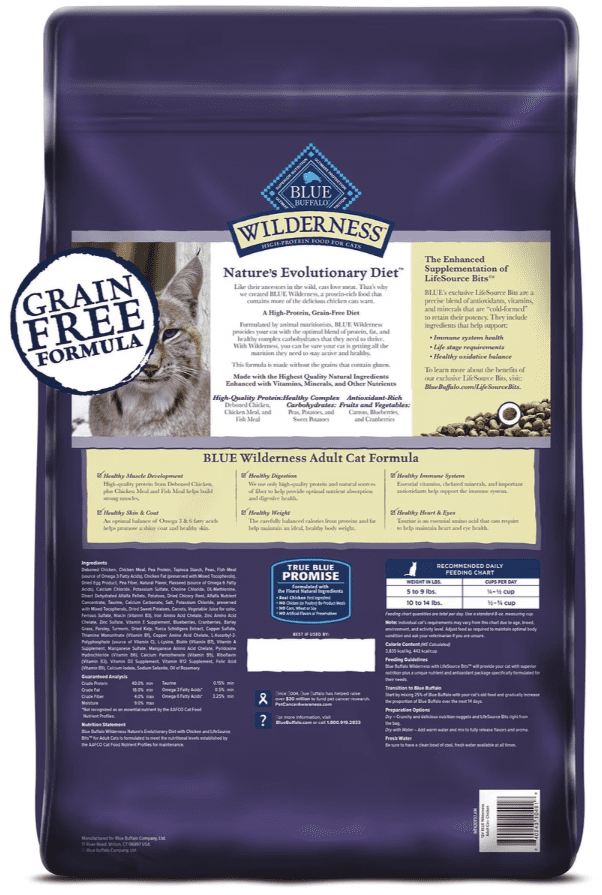 Blue Buffalo Wilderness Natures Evolutionary Diet Chicken High-Protein Grain-Free Adult Dry Cat Food, 12 lb (2 Pack)