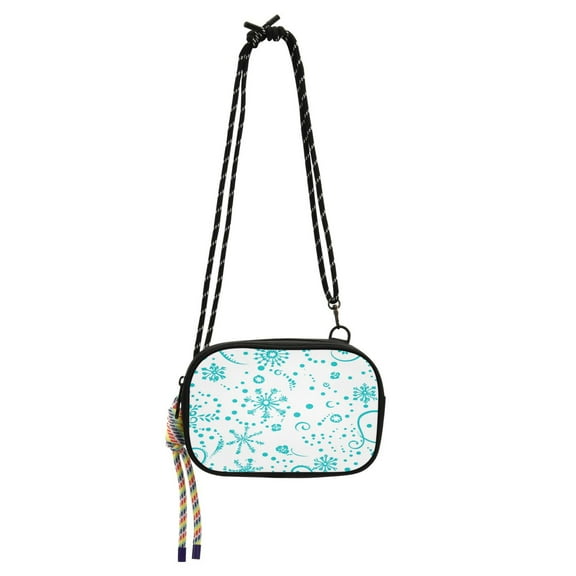 Stylish Crossbody Phone Bag Purse Handbags Adjustable Strap, Compact Design for Essentials Turquoise Swirls and Snowflakes