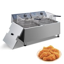 Luku Commercial Deep Fryer, Electric Deep Fryer With 2 Baskets and Lid, 11L/3.3Gal 1700W Stainless Steel Oil Fryer, Temperature Control for Home Kitchen and Restaurant