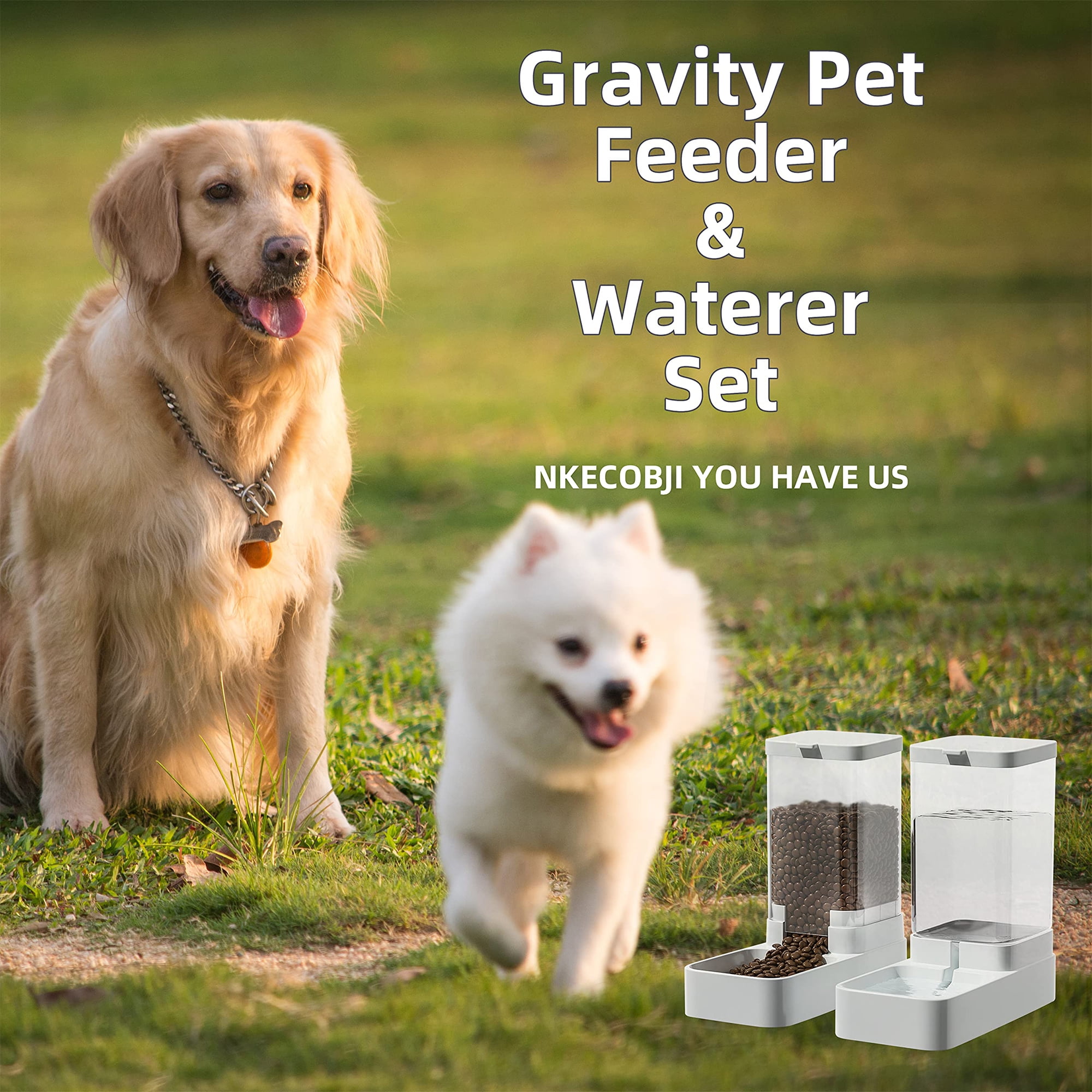 Automatic Cat Feeder and Water Dispenser in Set,Automatic Food Feeder and Waterer Set 3.3L with Pet Food Bowl for Small Medium Dog Pets Puppy Kitten Large Capacity