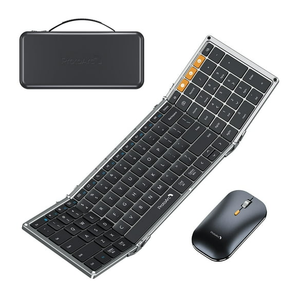 ProtoArc Foldable Keyboard and Mouse, XKM01 True Full-Size Folding Wireless Keyboard Mouse Combo for Business Travel, a Portable