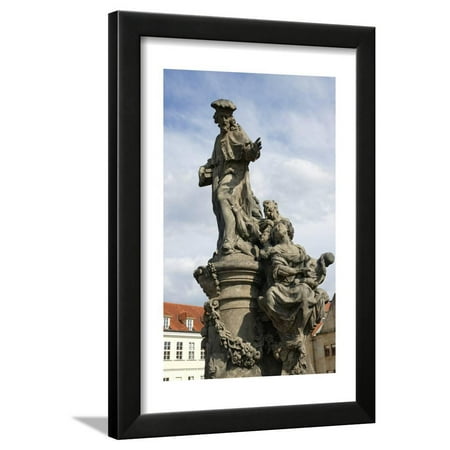 Italian Baroque Sculpture - Saint Ivo of Kermartin, T.O.S.F. (1253-1303). Baroque Sculpture by Matyas Bernard Braun on Behalf… Framed Print Wall Art