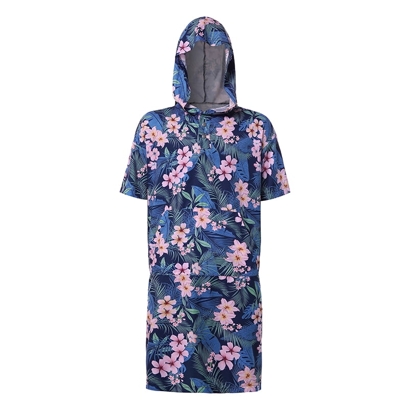 Incerun Mens Floral Hooded Beach Swim Surf Poncho Towel Changing