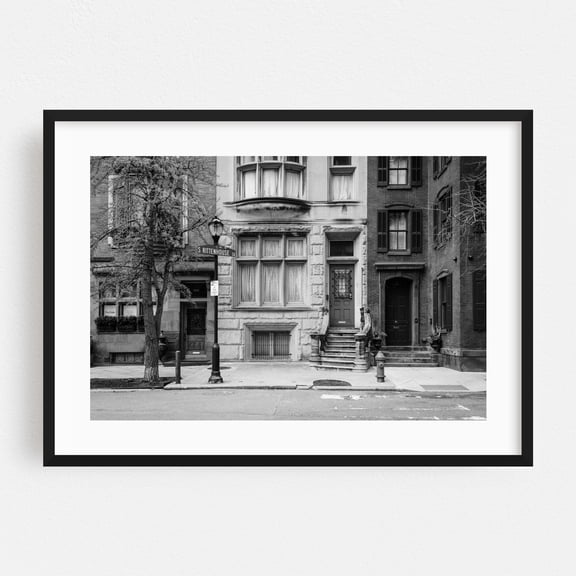 Rittenhouse Architectural 01 B&W - Philadelphia Pennsylvania Photography Black and White Architecture City Street Photography Vintage Cityscape Black Framed Wall Art Print 5 x 7 inches