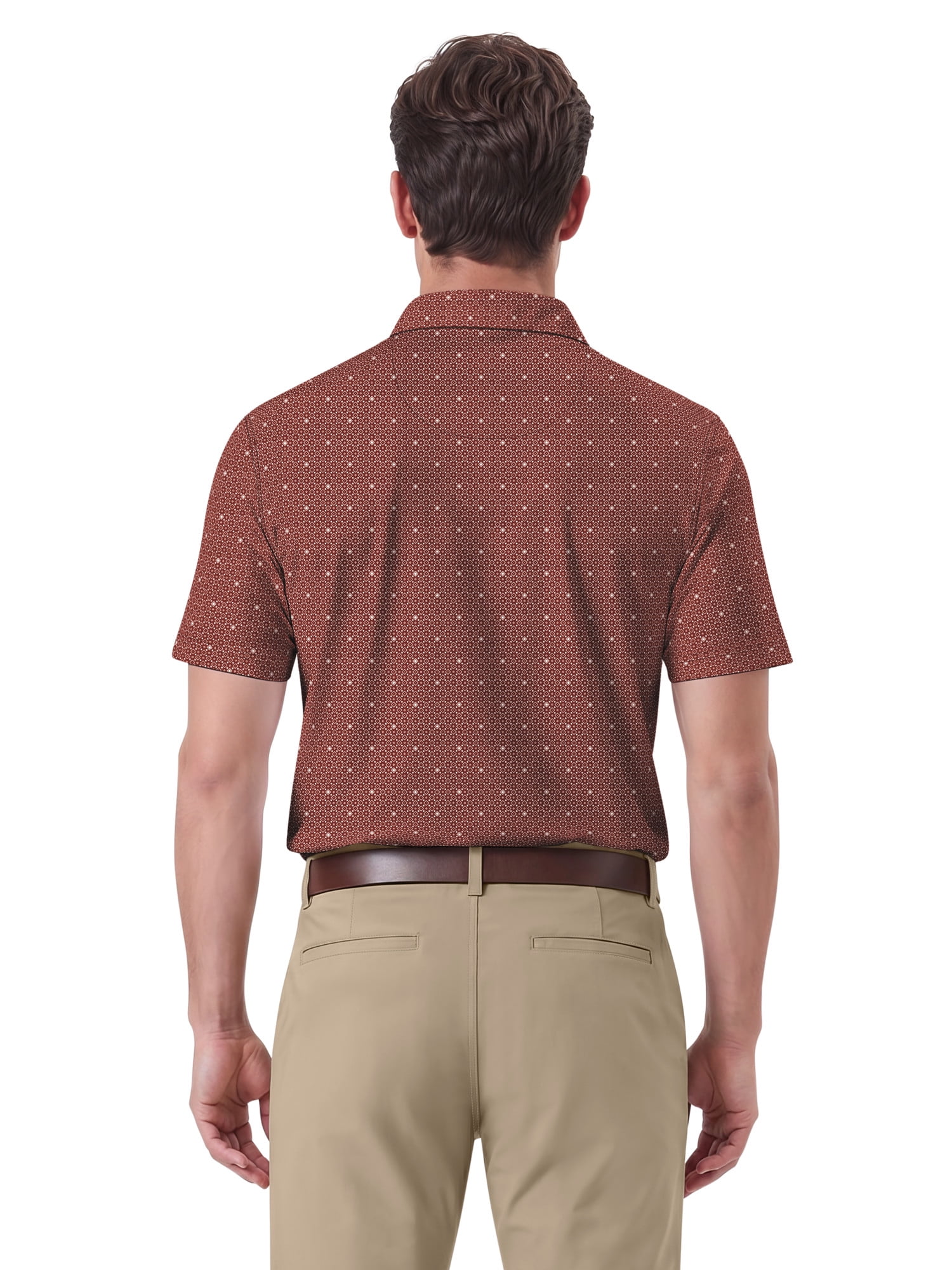 Ben Hogan Performance Men's & Big Men's Gentleman Geo Print Short Sleeve Golf Polo Shirt, Sizes S-4XLT