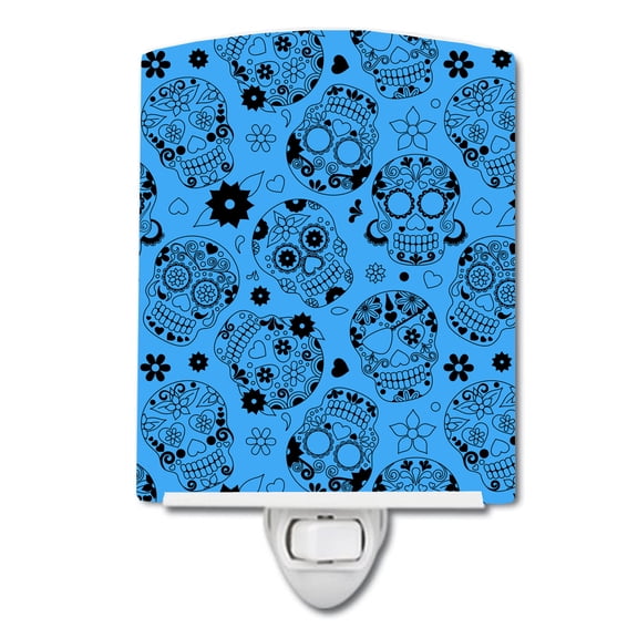 Caroline's Treasures BB5120CNL Day of the Dead Blue Ceramic Night Light, 6x4x3", multicolor