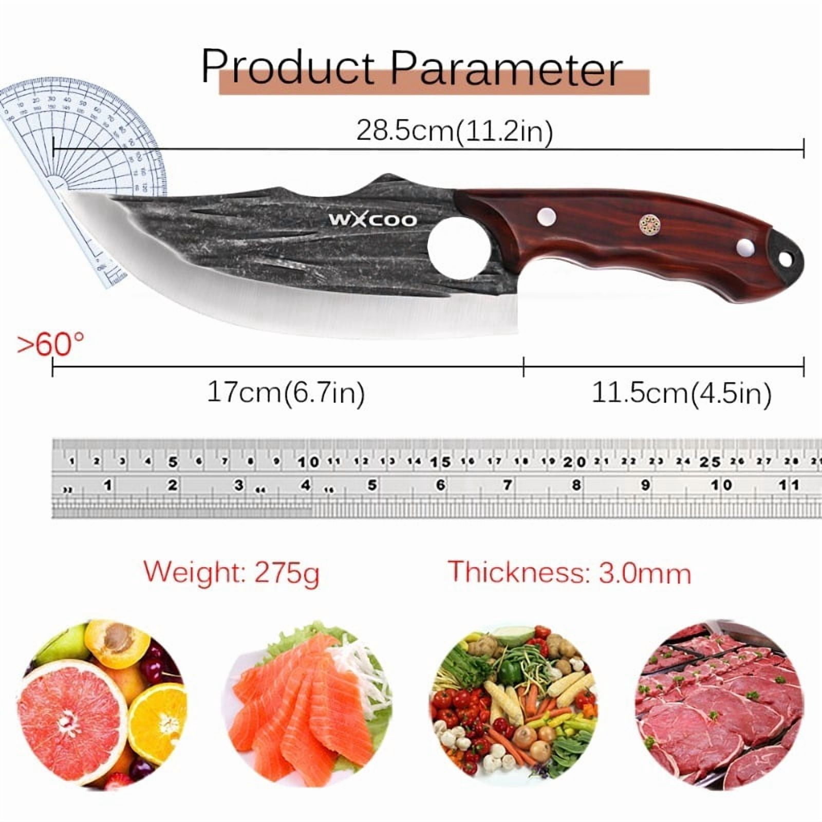 2PCS Handmade Utility Knife Stainless Steel Vegetable Chopper Multipurpose Chef Knife Sharp Durable Forged Kitchen Cutting Knife Fruit Fish Meat Cleaver Boning Knife for Cooking