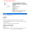thumbnail image 2 of Front Window Regulator Set 2 Piece - Compatible with 2015 - 2019 GMC Sierra 3500 HD 2016 2017 2018, 2 of 2