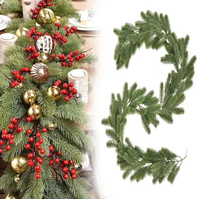 Ganfancp 2Pc 6Ft Guirnalda Artificial de Navidad para Decoraciones de Navidad Al Aire Libre o de Interior Jardín Artificial o Chimeneas Artículos En Liquidación 2X Ratán