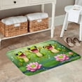 thumbnail image 2 of FJPT Non Slip Flannel Polyester Floor Mat With Cute Frogs And Lotus Design For Bathroom Kitchen Bedroom Decor 16x24 inch, 2 of 5