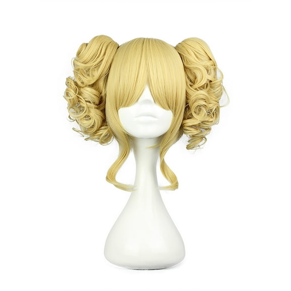 Unique Bargains Wigs for Women 14" Gold Tone Wigs with Wig Cap Synthetic Fibre