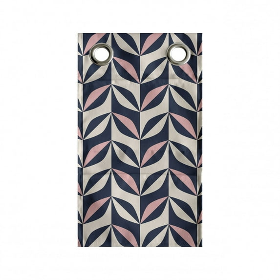 Abstract Hanging Pocket Organizer, Connected Geometric Shapes Basic Ornamental Items Retro Feels, Printed Polyester Storage Bag with Pockets, 9" x 16", Eggshell Blush