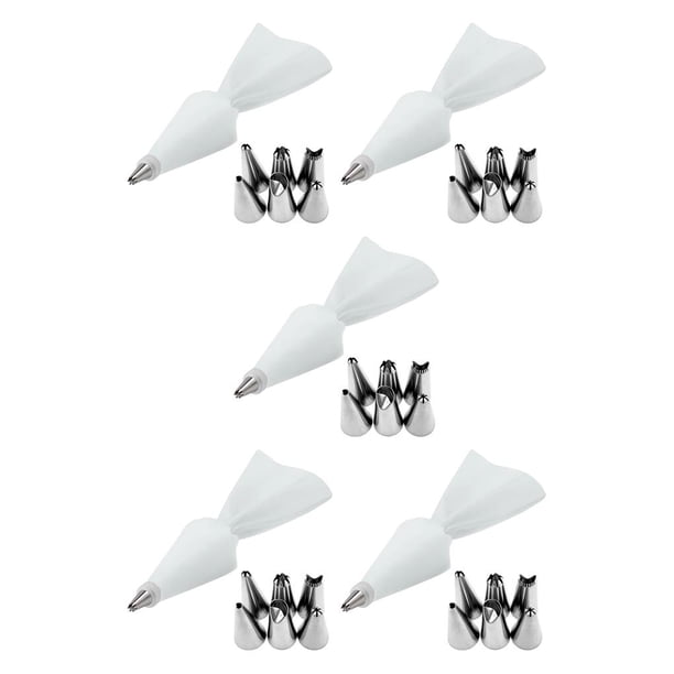 Billuyoard Juego de 8 boquillas para manga pastelera de acero inoxidable, herramientas para hornear pasteles, accesorios de cocina, color blanco Blanco 5piezas