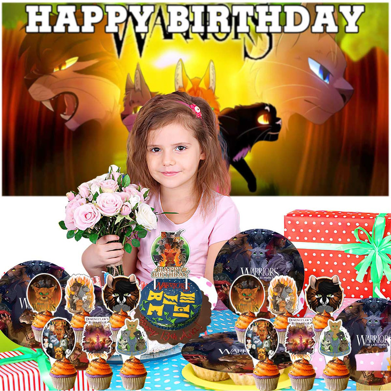 Warriors Cats Party Supplies Decor Decorations Plates Background Cake Topper Fans Banner Backdrop