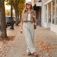 thumbnail image 6 of Women's Baggy Wide Leg Pants High Waisted Elastic Waist Casual Loose Sweatpants Solid Color Lounge Trousers with Pockets, 6 of 8