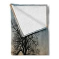 thumbnail image 2 of Tree Soft Flannel Fleece Blanket, Oak Tree Distant Hills at Sunrise Rural Landscape Autumn Sun Rays Grass Nature Theme, Cozy Plush for Indoor and Outdoor Use, 50" x 60", Brown Blue, by Ambesonne, 2 of 5