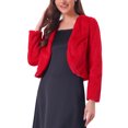 thumbnail image 4 of CHAQUETA CORTA ABIERTA INSPIRADA EN CHIC PARA MUJER, BOLERO DE FALSO PIEL DE MANGA LARGA, ABRIGO DE INVIERNO, ROJO, 4 of 6