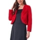 thumbnail image 4 of CHAQUETA CORTA ABIERTA INSPIRADA EN CHIC PARA MUJER, BOLERO DE FALSO PIEL DE MANGA LARGA, ABRIGO DE INVIERNO, ROJO, 4 of 6