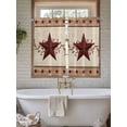 thumbnail image 4 of Red Texas Star Rustic Bathroom Window Curtain, Farmhouse Berry Brown Wooden Light Filtering Coffee Kitchen Curtains, Bedroom Living Room Curtains 2 Panel 84"x54", 4 of 6