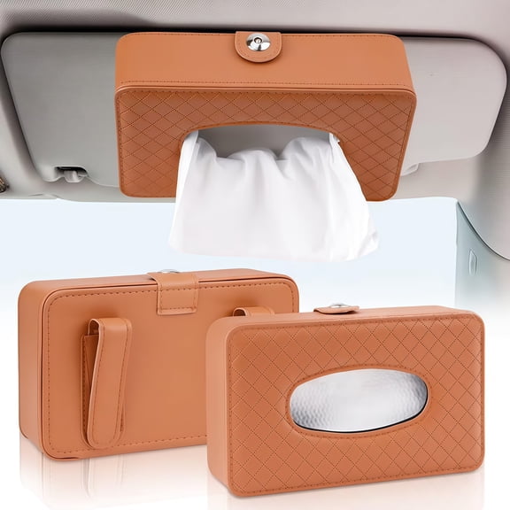 2PCS Vehicle Tissue Box Leather Storage With Seat Back Straps For Comfort