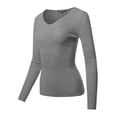 thumbnail image 1 of FashionOutfit Women's LONG SLEEVE V-NECK FITTED RIB SWEATER TOP, 1 of 1