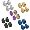 thumbnail image 4 of pares de pendientes de botón y aro para hombre y mujer, de acero inoxidable quirúrgico hipoalergénico, redondos, estilo punk, 4 of 4