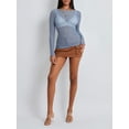 thumbnail image 3 of Faithtur Femmes Été Pure Crop Tops Manches Longues Équipée Dentelle Courte Sortir Tops pour la Fête, 3 of 9
