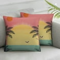 thumbnail image 2 of Nawypu Vintage Sun Throw Pillow Covers Set of 2 Sunset Palm Tree Leaves sea Birds Cartoon Kids Girly Pink Blue Zipper Washable Living Room Bedroom Dorm Couch Sofa Cozy Pillowcases 2pcs, 2 of 6