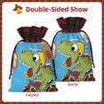 thumbnail image 2 of Rocae Dinosaur Riding a Motorcycle Print Christmas Drawstring Linen Gift Bag with Drawstrings Treat Bag Goody Present Bags for Christmas Party Favor, 2 of 8