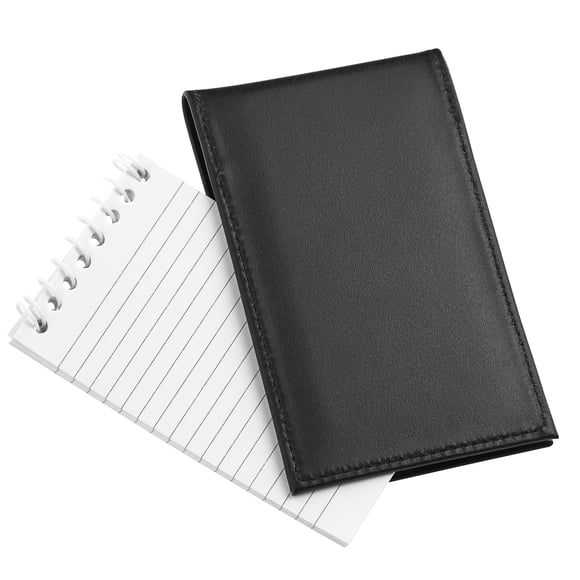 D&K Black Leather Notepad Holder for 3x5 Memo Pads, Refillable Pocket Notebook with Wallet for Law Enforcement, Investigator, Security Officer Gifts,
