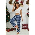 thumbnail image 4 of U2SKIIN Women Fleece Pajama Pants, Comfy Plaid PJ Bottoms For Women with Pockets Soft Warm（Navy-Blue Gray Plaid, Large）, 4 of 5