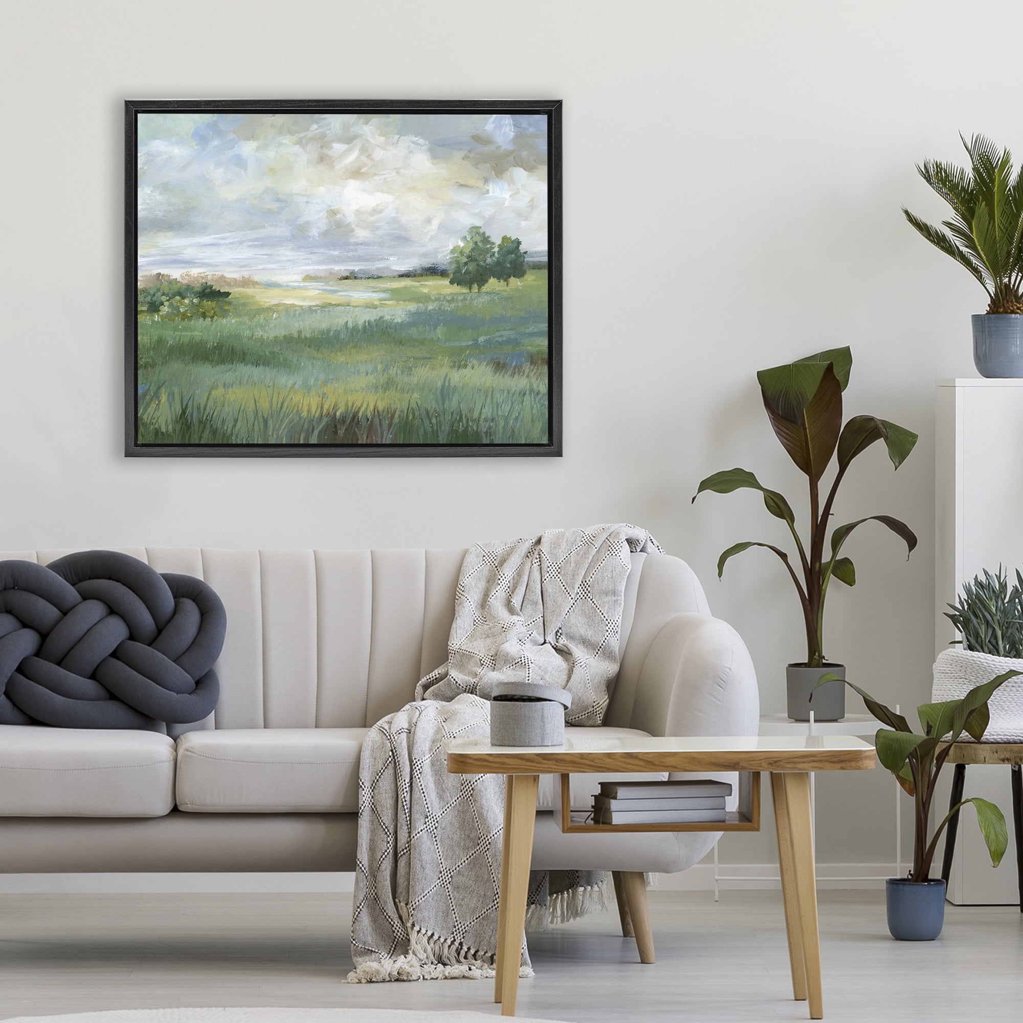 Stupell Industries Idyllic Summer Field Black Framed Floater Canvas Wall Art, design by Nan