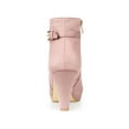 thumbnail image 2 of BLISSFUL STEP Women's Block Heel Platform Ankle Boots Dust Pink 6.5, 2 of 7