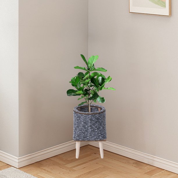 Maceta de ratán de imitación para interiores de escritorio Triangular Estilo de tejido de plástico | Contenedor de almacenamiento decorativo | Maceta Naval Ligera, Duradera y Fácil de Limpiar