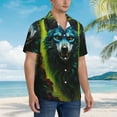 thumbnail image 2 of Lsque Fluorescent Wolf pattern Hawaiian Shirt for Men, Unisex Summer Beach Casual Short Sleeve Button Down Shirts-Small, 2 of 9