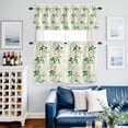 thumbnail image 4 of Rustic Leaves Berry on Beige Curtain Tier and Valance Set 3 Piece, Watercolor Botanical Plant Leaf 3-inch Rod Pocket Window Tier Curtains Valance for Kitchen Living Room, 4 of 9