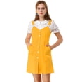 thumbnail image 1 of INSPIRE CHIC Women's Adjustable Strap Above Knee Button Down Overall Dress with Pockets, 1 of 6