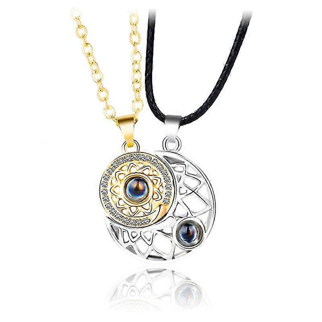 Collar magnético fuerte con colgante de sol y luna con piedra de proyección a juego para parejas - Código de producto C 46189 C