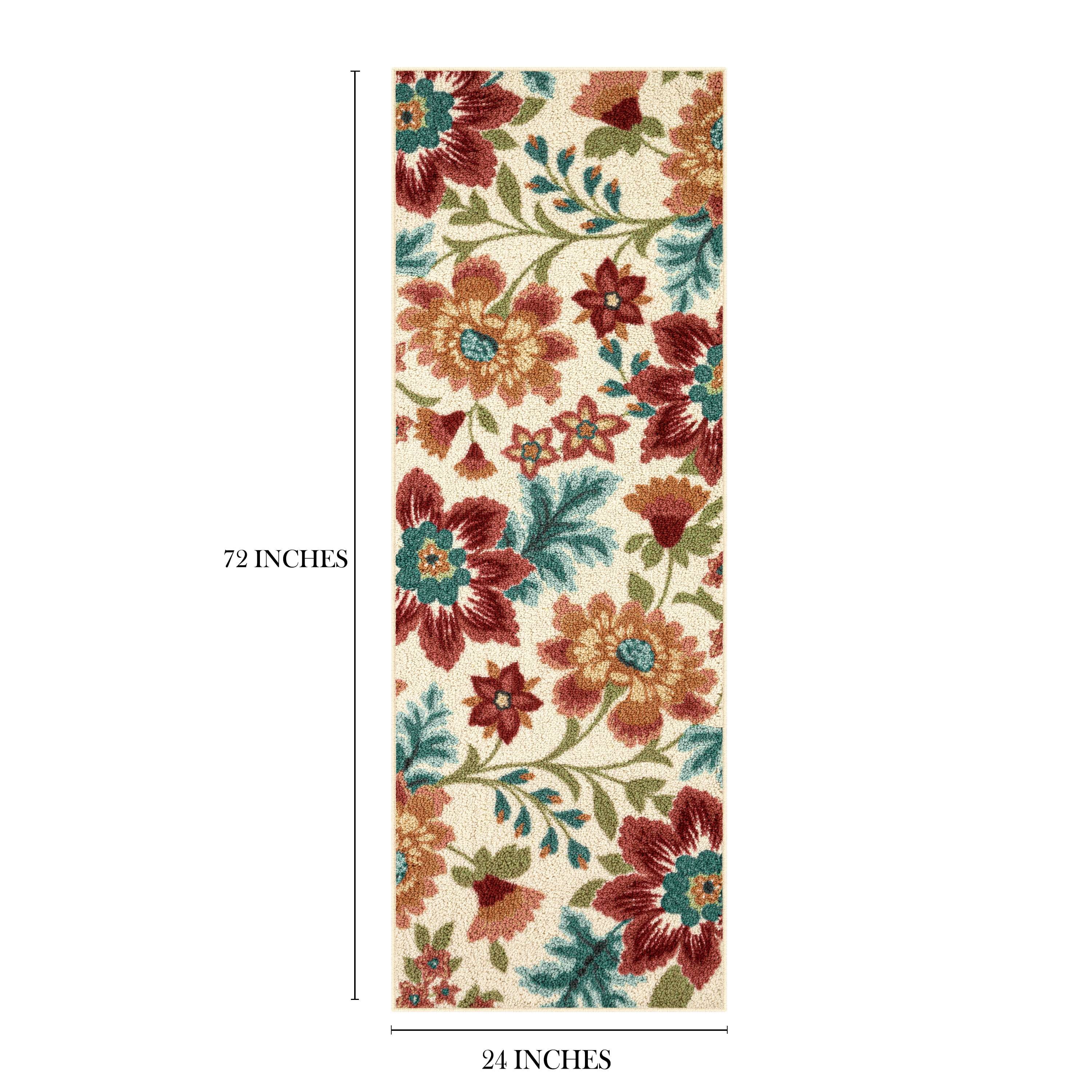 (2 pack) Mainstays Farmhouse Oversized Floral Cream Multicolor Indoor Hallway Runner Rug, 2'x6'