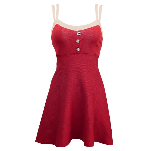 Vestido Corto Sin Mangas Baoblaze Fiesta Tejido Punto Estilo Único Vino Rojo XL